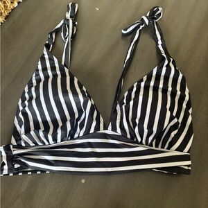 Black and‎ White Striped Bikini Top